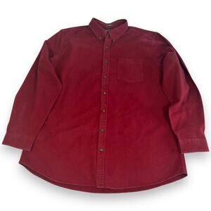 Eddie Bauer Mens TXL Flannel Shirt Dark Red Relaxed Fit 100% Cotton